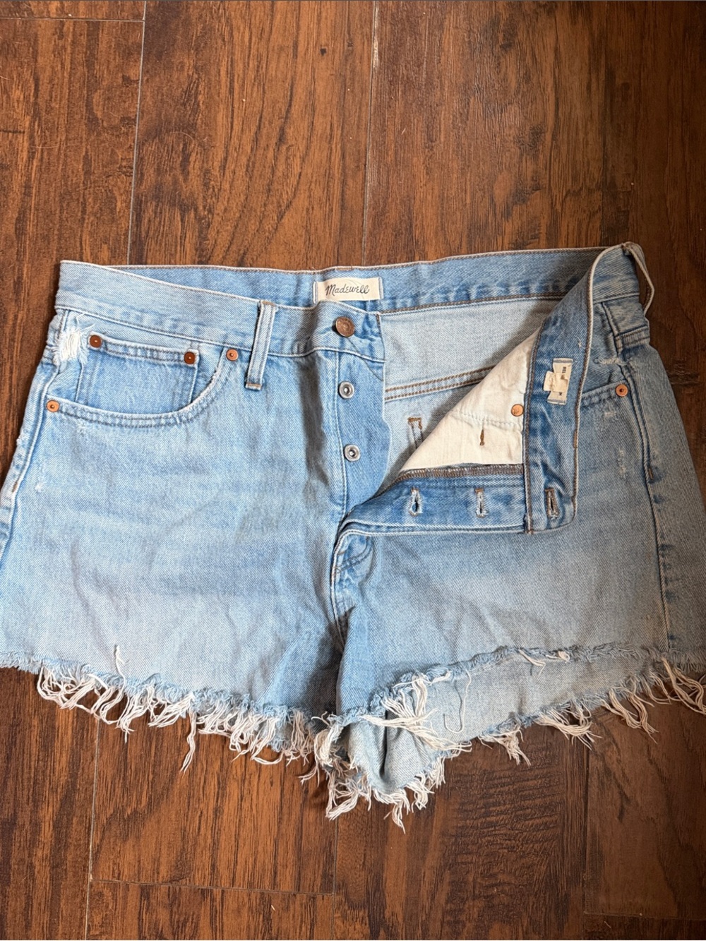 Madewell Light Blue Distressed Denim Cutoff Shorts